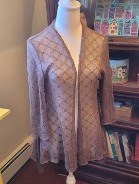 Pretty Sparkley Taupe Open-Flowy-Cardi